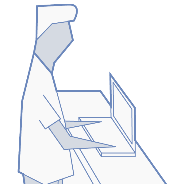 Illustration of a developer typing on a notebook